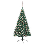 vidaXL Künstlicher Halb-Weihnachtsbaum Beleuchtung Kugeln Weiß