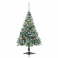vidaXL Weihnachtsbaum Gefrostet mit Beleuchtung Kugeln Zapfen 150 cm