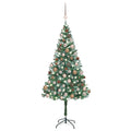vidaXL Künstlicher Weihnachtsbaum mit Beleuchtung Kugeln Zapfen 150 cm