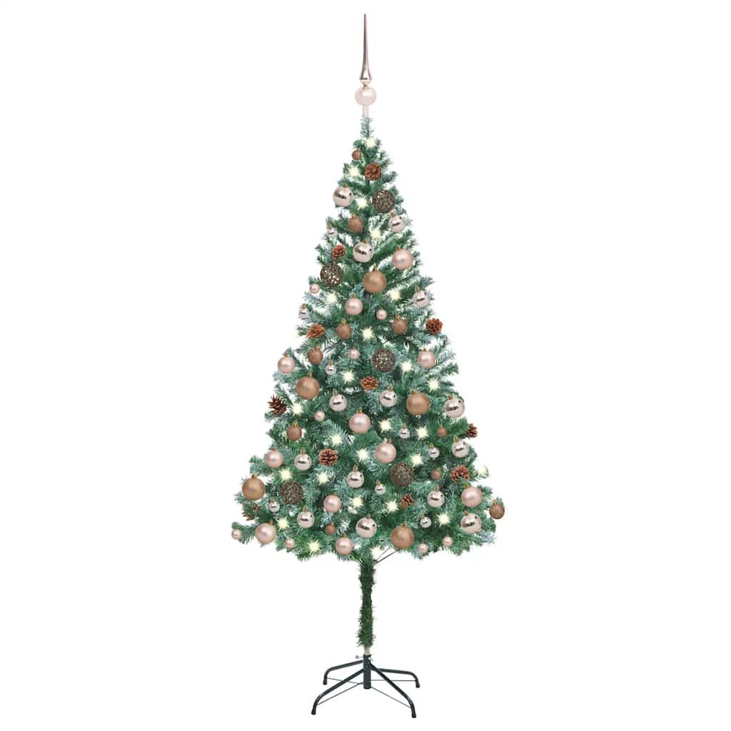 vidaXL Künstlicher Weihnachtsbaum mit Beleuchtung Kugeln Zapfen 150 cm