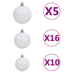 vidaXL Künstlicher Weihnachtsbaum Beleuchtung Kugeln 180cm 620 Zweige