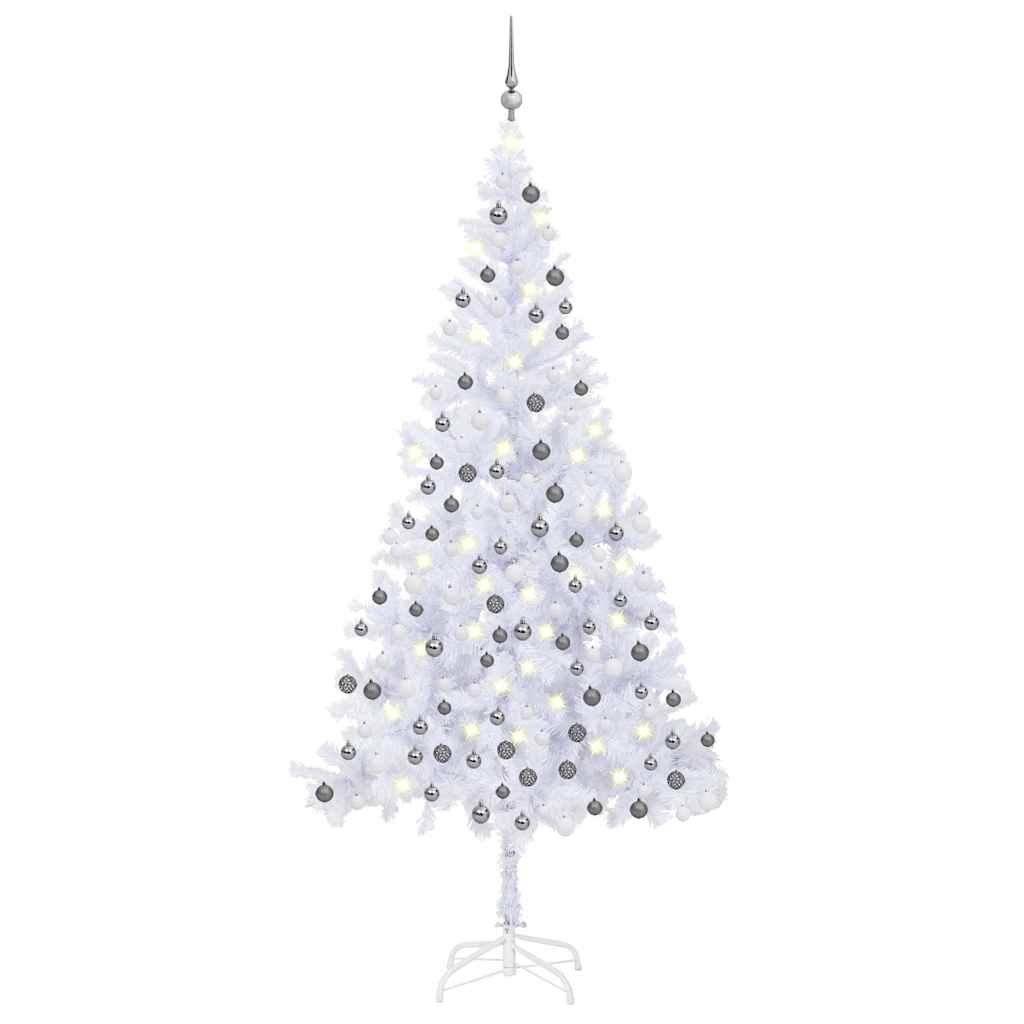 vidaXL Künstlicher Weihnachtsbaum mit Beleuchtung Kugeln L 240 cm Grün