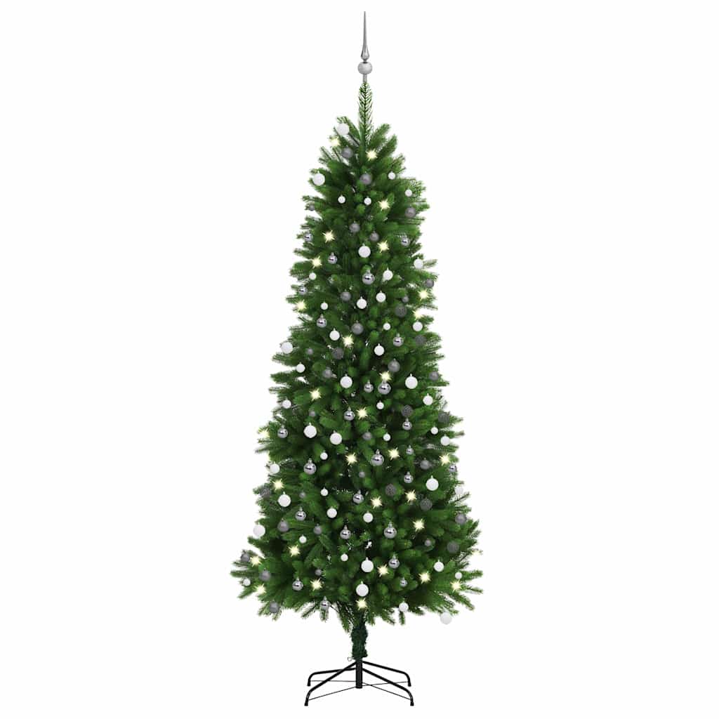 vidaXL Künstlicher Weihnachtsbaum mit Beleuchtung Kugeln 240 cm Grün