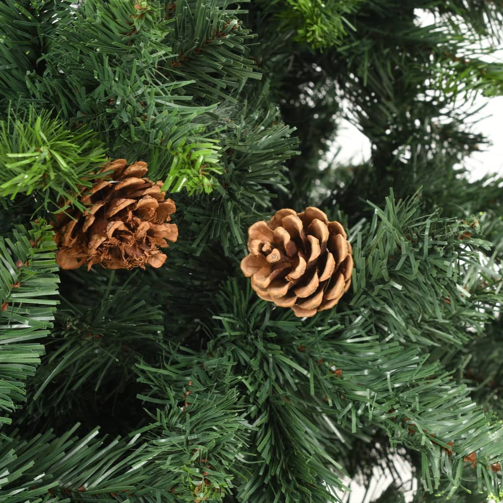 vidaXL Künstlicher Weihnachtsbaum mit Beleuchtung & Zapfen Grün 210 cm