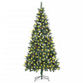 vidaXL Weihnachtsbaum Gefrostet mit Beleuchtung & Zapfen 210 cm