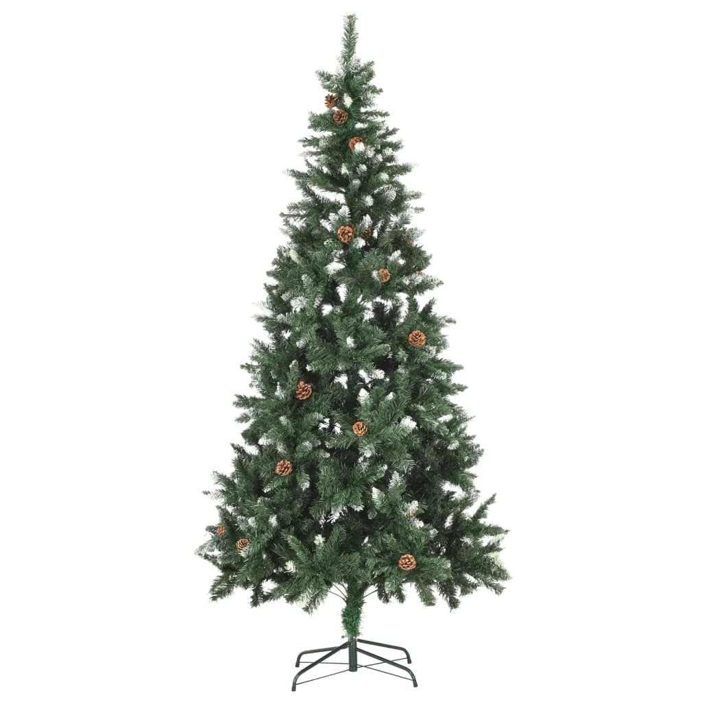 vidaXL Weihnachtsbaum Gefrostet mit Beleuchtung & Zapfen 210 cm
