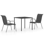 vidaXL 3-tlg. Garten-Essgruppe Stahl Anthrazit
