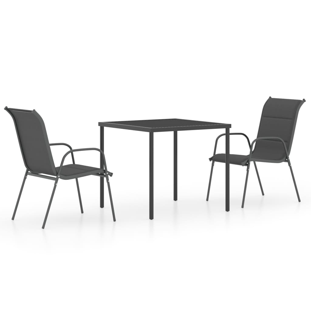 vidaXL 3-tlg. Garten-Essgruppe Stahl Anthrazit