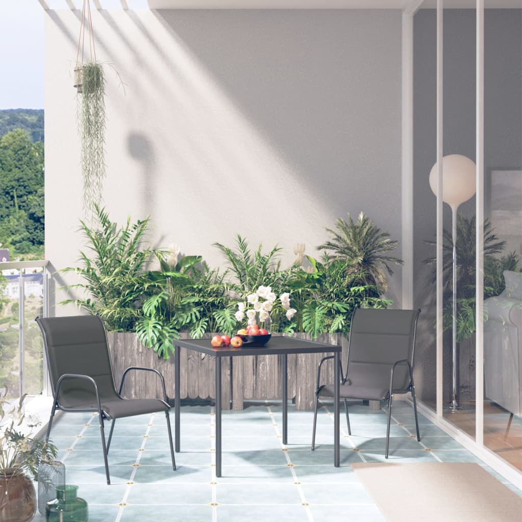 vidaXL 3-tlg. Garten-Essgruppe Stahl Anthrazit