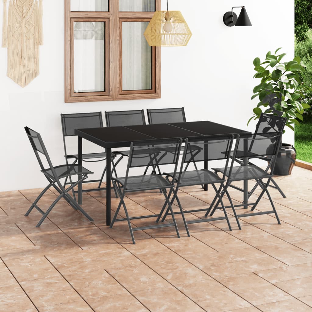 vidaXL 9-tlg. Garten-Essgruppe Stahl