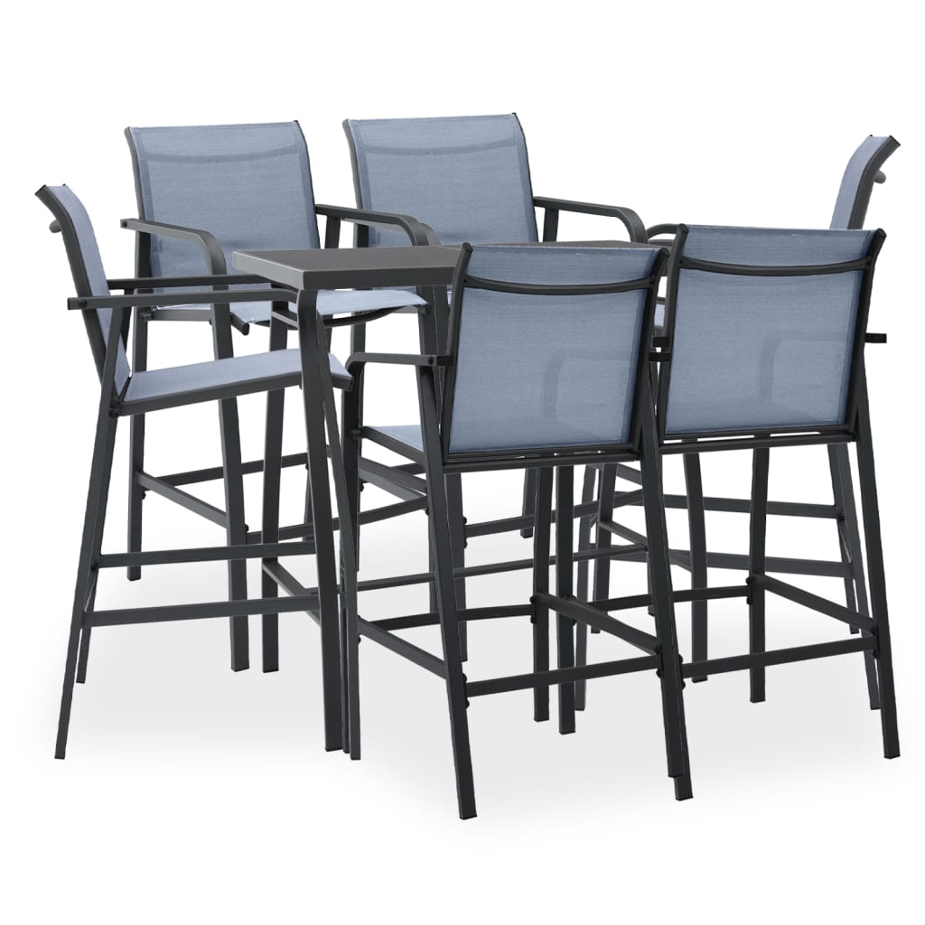 vidaXL 7-tlg. Gartenbar-Set Schwarz und Grau