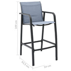 vidaXL 7-tlg. Gartenbar-Set Schwarz und Grau