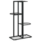 vidaXL Blumenständer 4-Etagen 43x22x76 cm Schwarz Metall