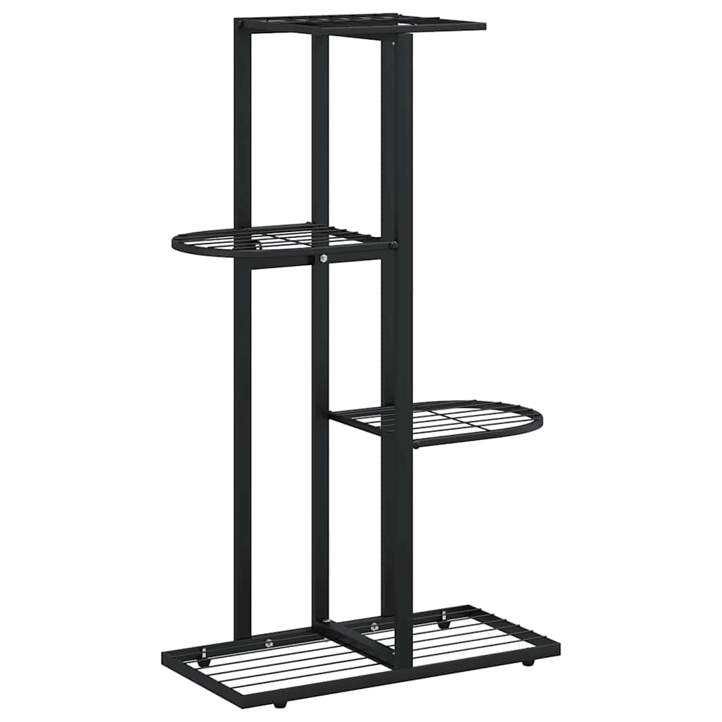 vidaXL Blumenständer 4-Etagen 43x22x76 cm Schwarz Metall
