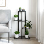 vidaXL Blumenständer 4-Etagen 43x22x76 cm Schwarz Metall