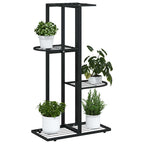 vidaXL Blumenständer 4-Etagen 43x22x76 cm Schwarz Metall