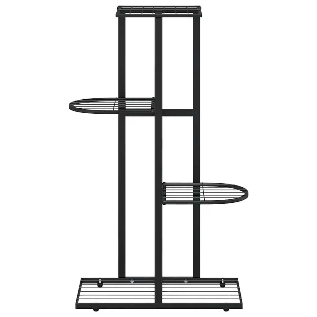 vidaXL Blumenständer 4-Etagen 43x22x76 cm Schwarz Metall