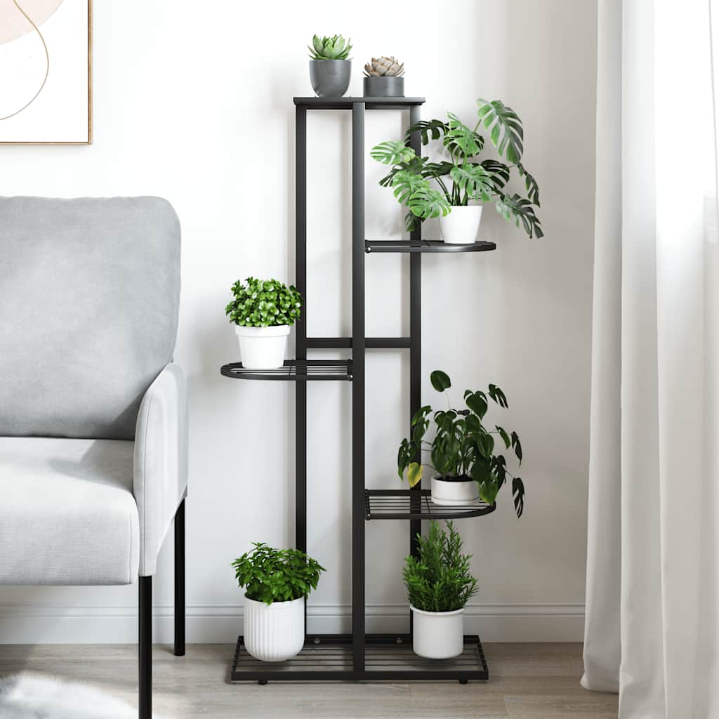 vidaXL Blumenständer 5-Etagen 43x22x98 cm Schwarz Metall