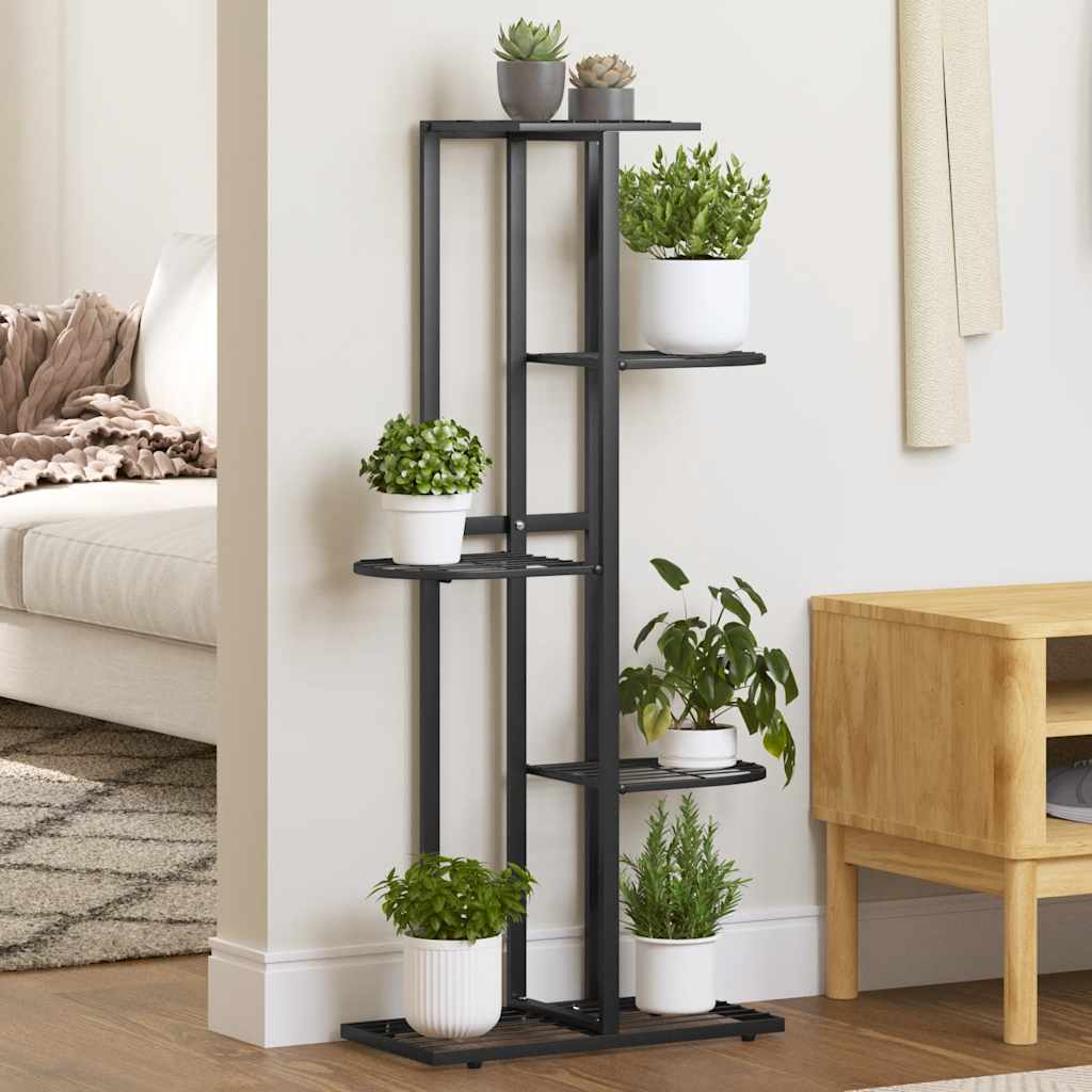 vidaXL Blumenständer 5-Etagen 43x22x98 cm Schwarz Metall