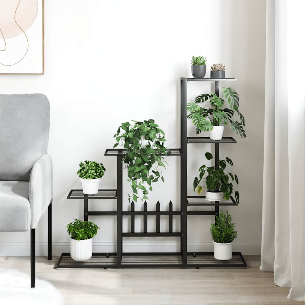 vidaXL Blumenständer 94,5x25x88 cm Schwarz Metall