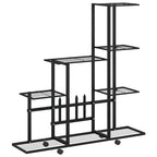vidaXL Blumenständer auf Rollen 94,5x25x92,5 cm Schwarz Metall
