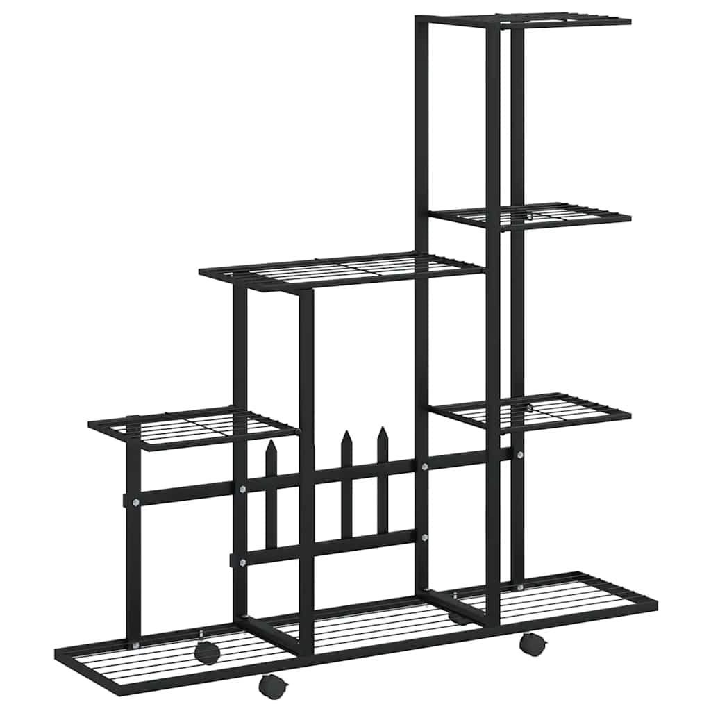 vidaXL Blumenständer auf Rollen 94,5x25x92,5 cm Schwarz Metall