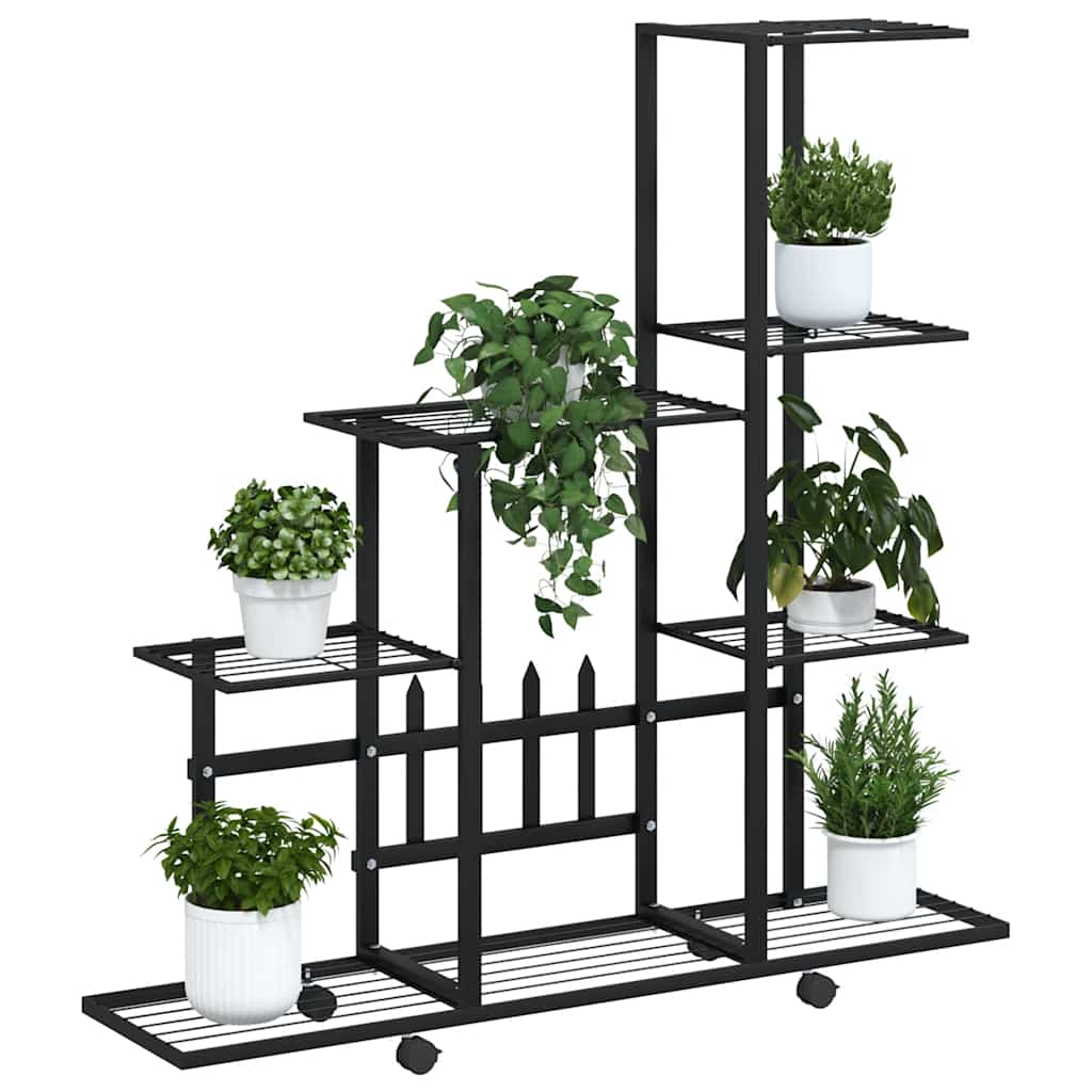vidaXL Blumenständer auf Rollen 94,5x25x92,5 cm Schwarz Metall