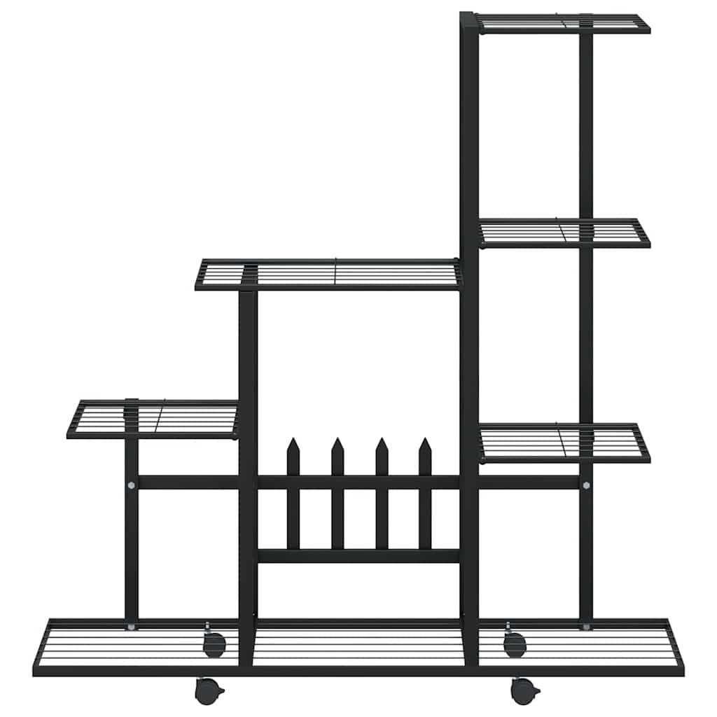 vidaXL Blumenständer auf Rollen 94,5x25x92,5 cm Schwarz Metall
