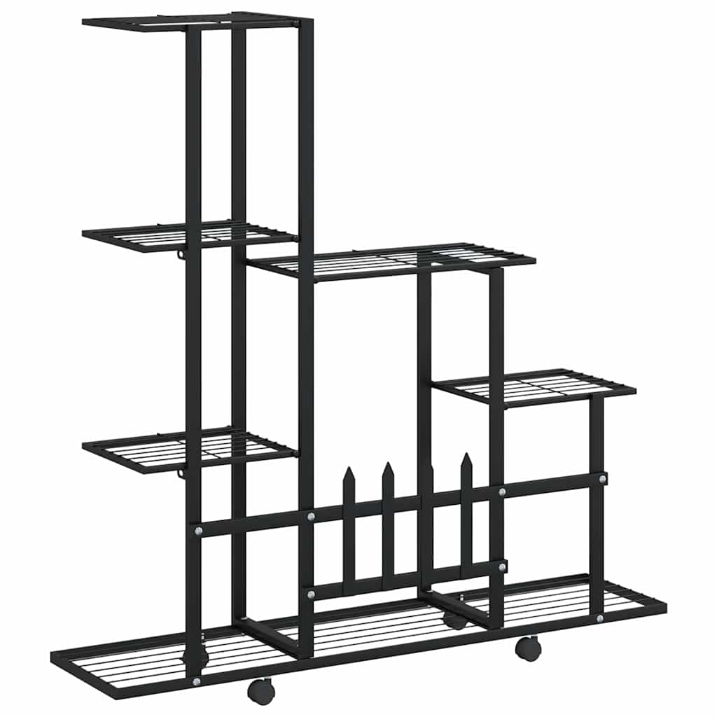 vidaXL Blumenständer auf Rollen 94,5x25x92,5 cm Schwarz Metall