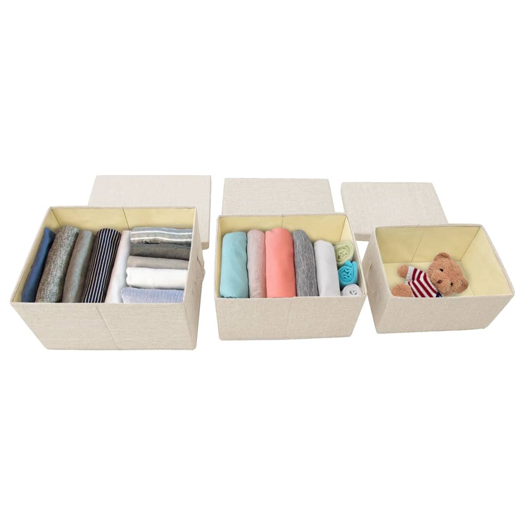 vidaXL 3-tlg. Aufbewahrungsboxen-Set Stapelbar Stoff Creme