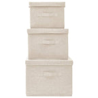 vidaXL 3-tlg. Aufbewahrungsboxen-Set Stapelbar Stoff Creme
