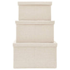 vidaXL 3-tlg. Aufbewahrungsboxen-Set Stapelbar Stoff Creme