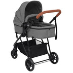 vidaXL 2-in-1 Kinderwagen Hellgrau und Schwarz Stahl