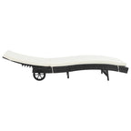 vidaXL Sonnenliegen 2 Stk. mit Rollen und Auflagen Poly Rattan Schwarz