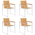 vidaXL 4 Stk. Gartenstühle Massivholz Teak und Edelstahl
