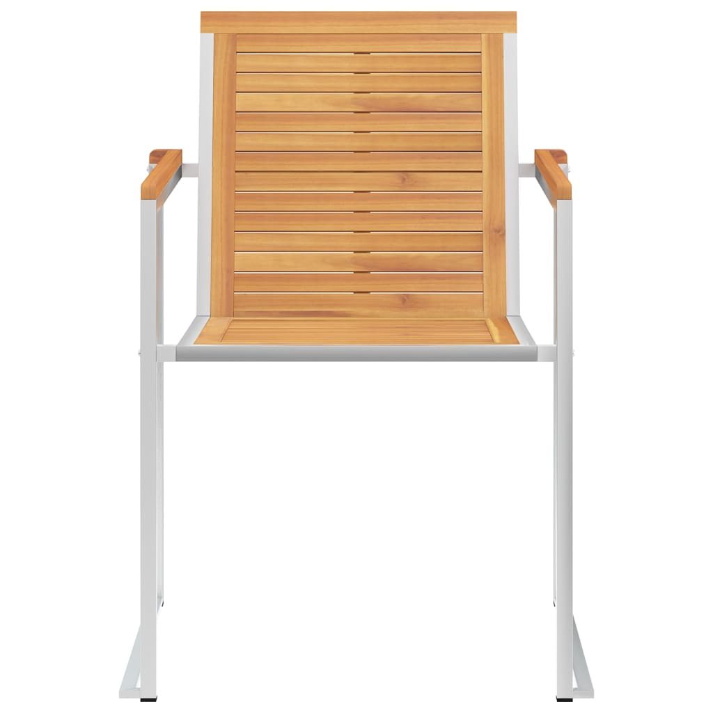 vidaXL 4 Stk. Gartenstühle Massivholz Teak und Edelstahl