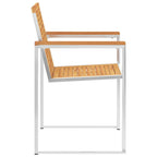 vidaXL 4 Stk. Gartenstühle Massivholz Teak und Edelstahl