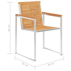 vidaXL 4 Stk. Gartenstühle Massivholz Teak und Edelstahl