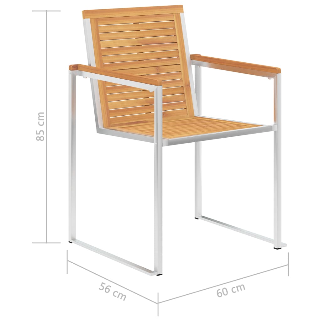 vidaXL 4 Stk. Gartenstühle Massivholz Teak und Edelstahl