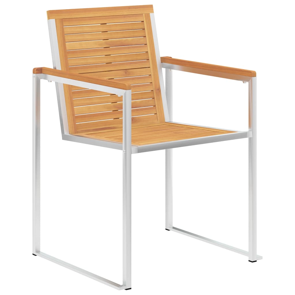 vidaXL 6 Stk. Gartenstühle Massivholz Teak und Edelstahl