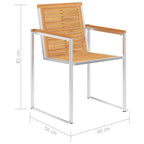 vidaXL 8 Stk. Gartenstühle Massivholz Teak und Edelstahl