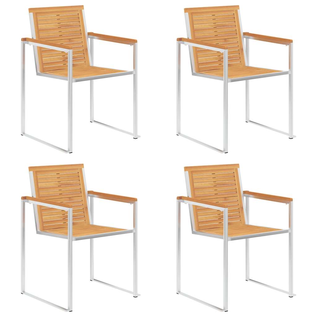 vidaXL 4 Stk. Gartenstühle mit Kissen Massivholz Teak