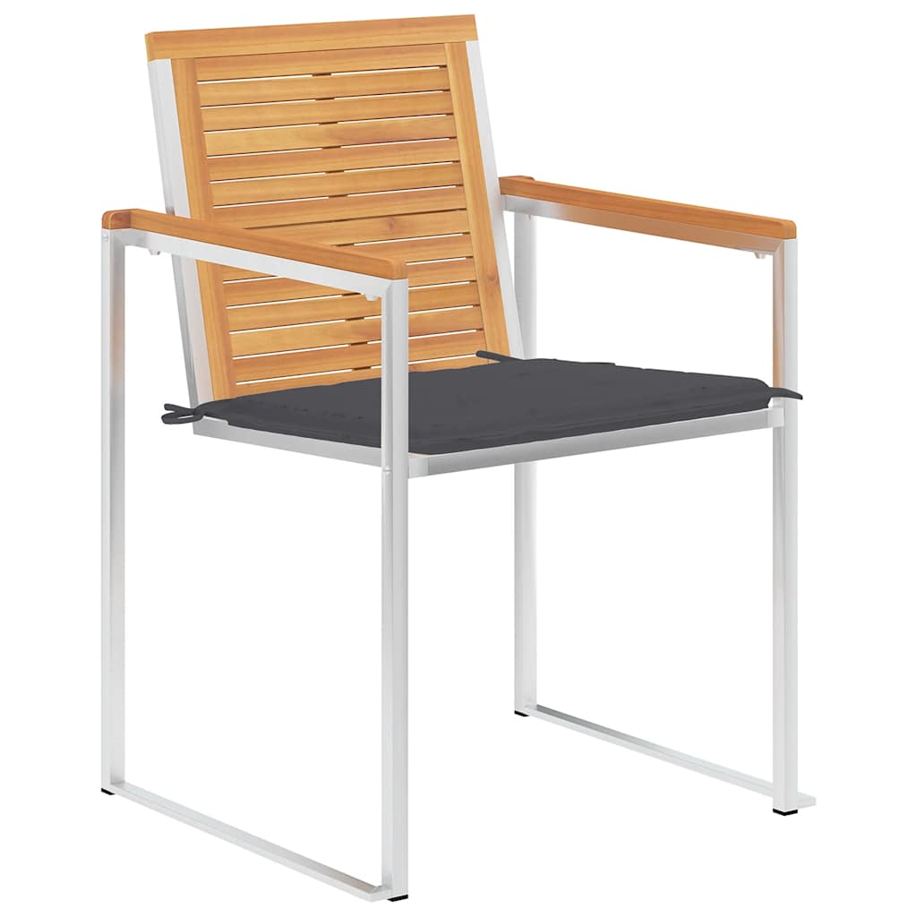 vidaXL 6 Stk. Gartenstühle mit Kissen Massivholz Teak