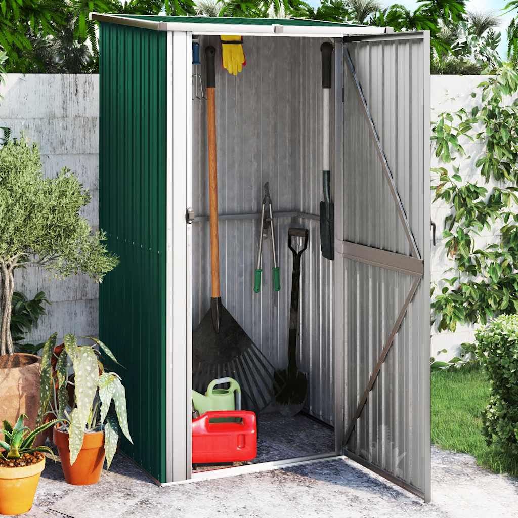 vidaXL Gartenhaus Grün 118,5x97x209,5 cm Verzinkter Stahl