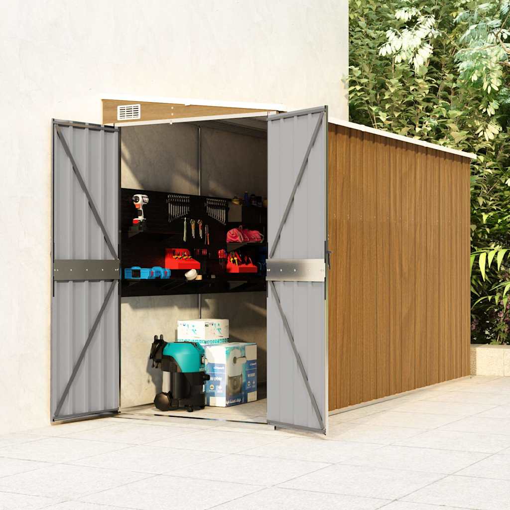 vidaXL Wandmontiertes Gartenhaus Braun 118 x 288 x 178 cm Verzinkter Stahl