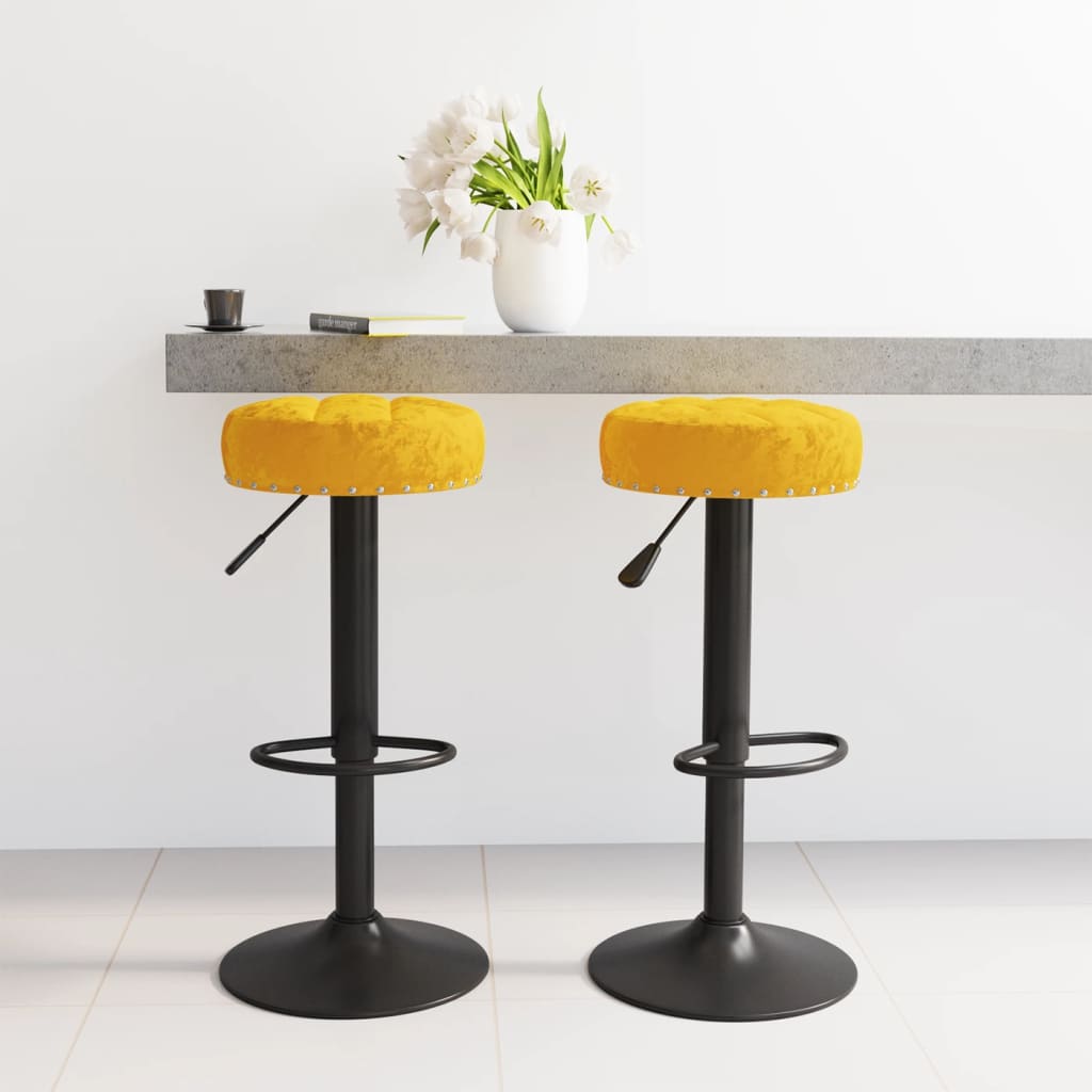 vidaXL Barhocker 2 Stk. Senfgelb Samt