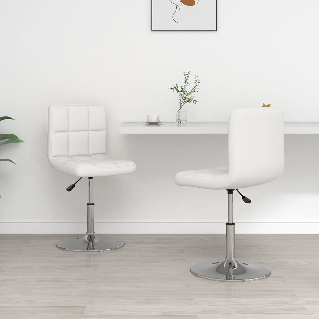 vidaXL Esszimmerstühle 2 Stk. Weiß Kunstleder