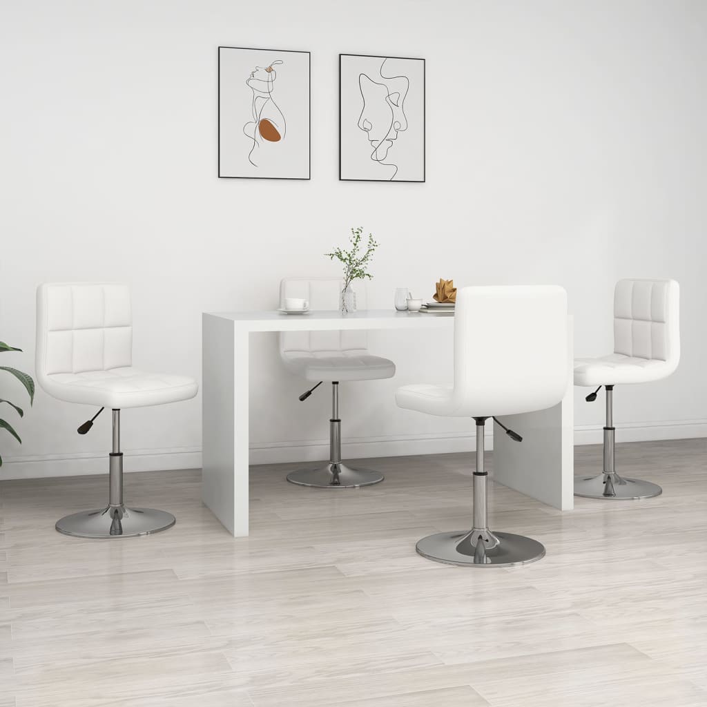 vidaXL Esszimmerstühle 4 Stk. Weiß Kunstleder