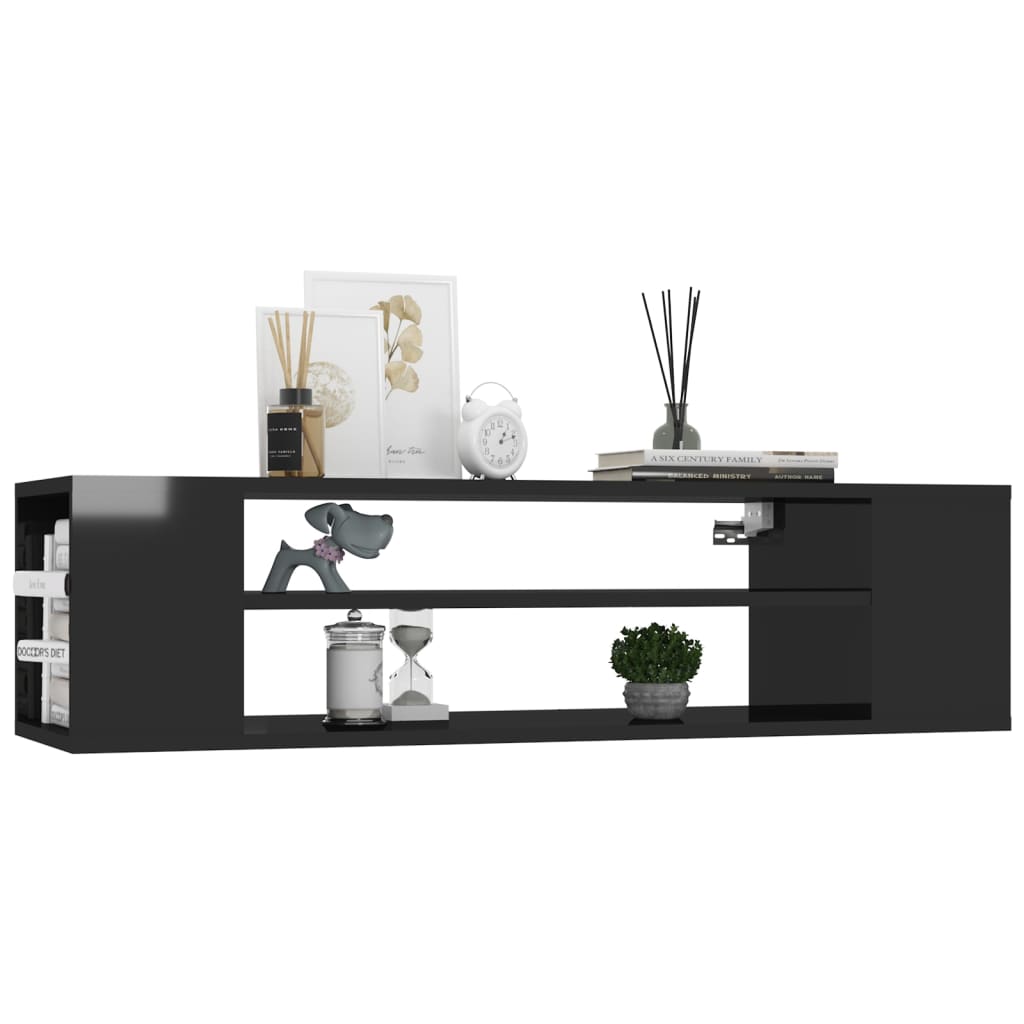 vidaXL TV-Hängeschrank Hochglanz-Schwarz 100x30x26,5 cm Holzwerkstoff