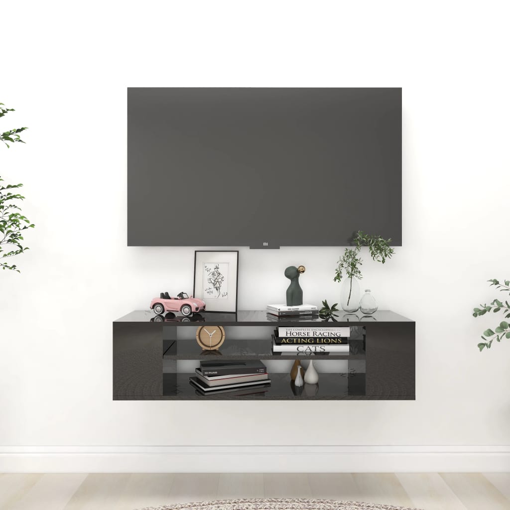 vidaXL TV-Hängeschrank Hochglanz-Schwarz 100x30x26,5 cm Holzwerkstoff